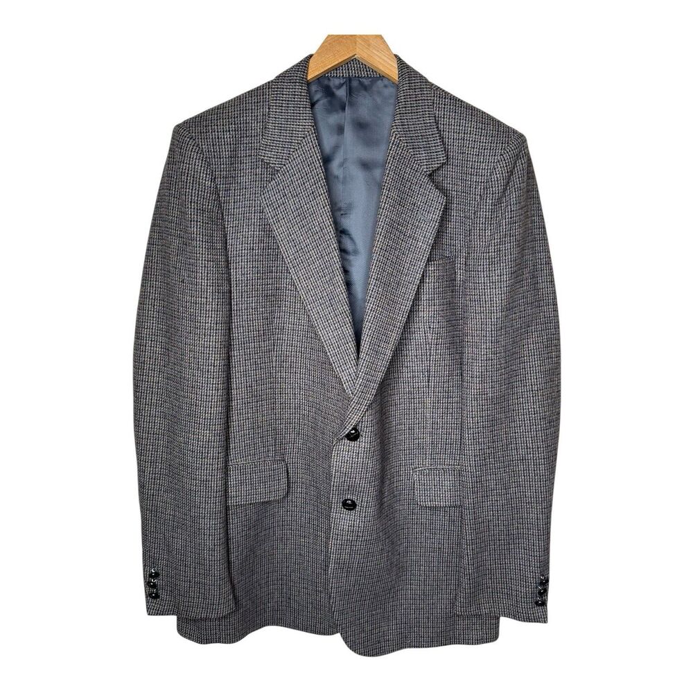 Vintage Scottish Lambswool Tweed Sport Coat Gun Club Check Blazer Mens 42 L